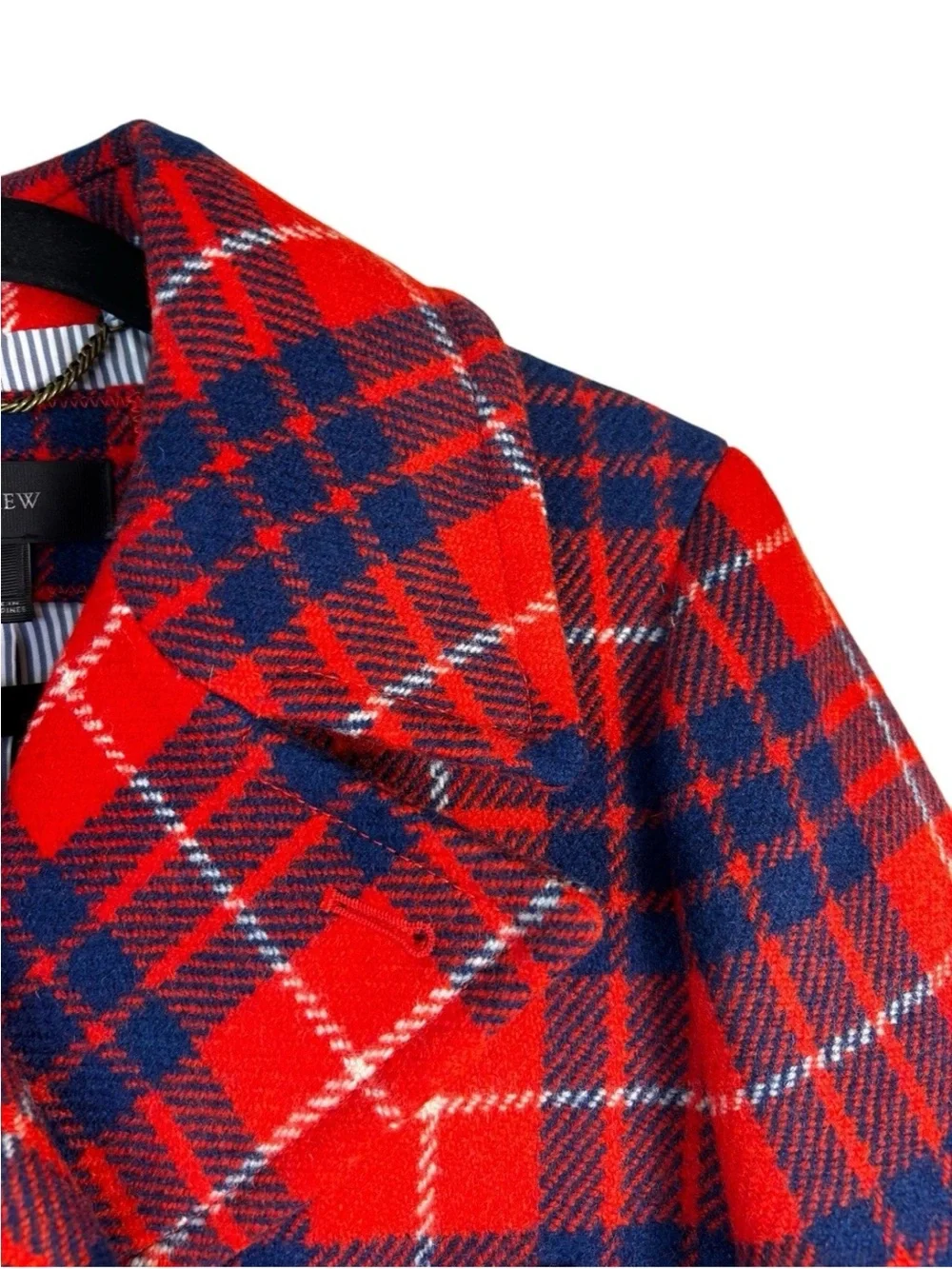 J. Crew Hamilton Plaid Peacoat Red Blue Size 4 / 100% Wool Preppy Jacket